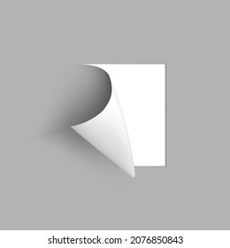 Curled Corner Of Gray Rectangular Page. EPS10 Vector