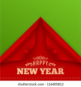 Curled corner paper. Christmas background for Xmas invitation design. Vector Illustration.