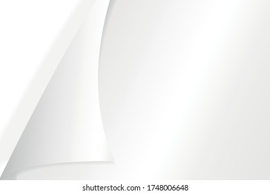 Rutschte Papierecke auf transparentem Hintergrund mit weichen Schatten, realistische Papierseite nach oben.