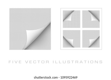 Curled corner of paper with shadow on transparent background. Graphic concept for your design