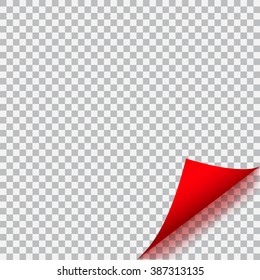 Gelockerte Ecke aus Papier mit Schatten auf transparentem Hintergrund. Transparenz nur im Vektorformat