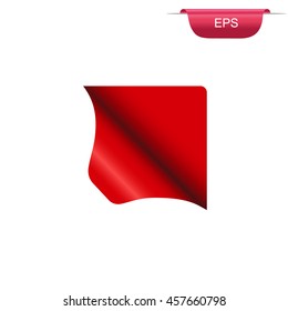 curled corner for papers, red, vector illustration