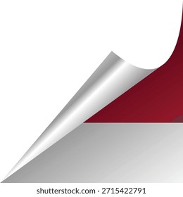 Um canto ondulado de um papel vermelho e branco, criando um design moderno e minimalista.