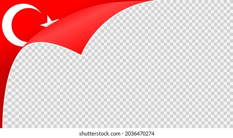Curled corner Turkey flag isolated  on png or transparent  background,Symbols of Turkey template for banner,card,advertising ,magazine,vector, top gold medal winner sport country