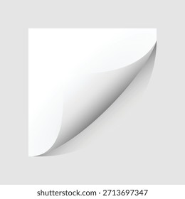 Canto ondulado de uma folha de papel branco com sombra suave