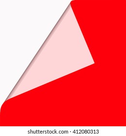 Curled corners of red note papers, Vector illustration.