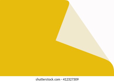 Curled corners of yellow note papers, Vector illustration.