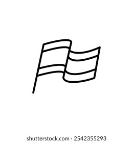 Curled Flag Icon. Features a flag on a pole with a unique curled design, suggesting movement, change, a direction. Suitable for indicating a point of interest, a change in status. Vector illustration