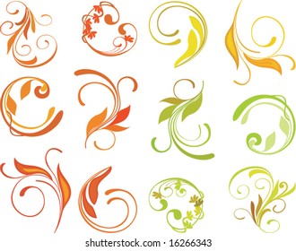 curled floral elements for design