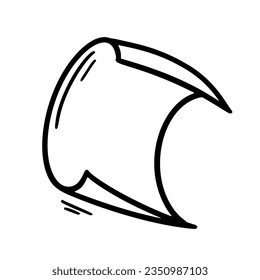 Curled flying page. Empty paper blank. Document in doodle style. Hand drawn scroll. Office business vector illustration. Document sketch