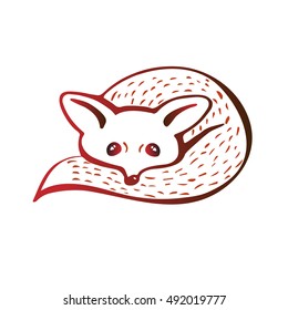 Curled up fox. Fox can use logo or icon.