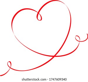 curled heart shape ribbon with copy space