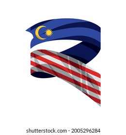 curled malaysia flag isolated image