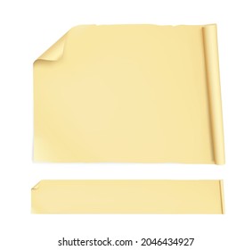 Hoja de papel vieja curvada. Ilustración vectorial aislada en fondo blanco. Puede ser utilizado para su diseño, presentación, promoción, adv. EPS10.	