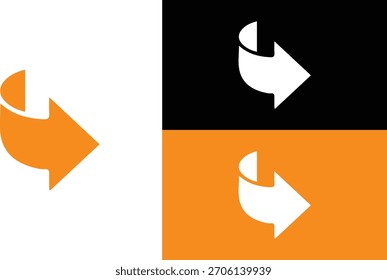 Forma de Ícone de Seta Laranja Ondulada