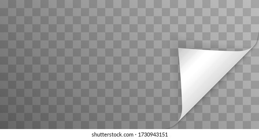 Curled page corner with shadow on transparent background. Bending paper vector mockup. Vector template illustration for your design.