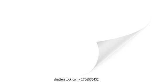 Curled Page Corner With Shadow On Transparent Background. Bending Paper Vector Mockup. Vector Template Illustration For Your Design.