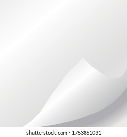 Curled page corner with shadow on transparent background. Bending paper vector mockup. Vector template illustration for your design.
