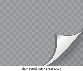 Kuratierte Seitenecke mit Schatten auf transparentem Hintergrund. Papier-Vektorgrafik-Muster herunterladen. Vektorgrafik für Ihr Design.