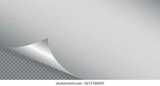 Canto de página ondulado com sombra no plano de fundo transparente. Montagem de vetor de papel dobrável. Ilustração de modelo de vetor para seu design