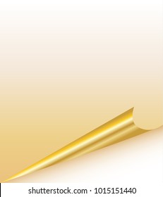 curled page corners vector template, Gold rolled corner with shadow
