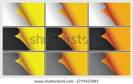 Curled paper corner. Curve paper. Bent page corners. A4 pages with corners. Paper page turning corner vector illustration.