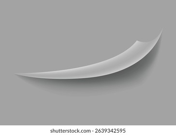Curled paper corner. Curve page corner, page edge curl and bent paper sheet with realistic shadow. Paper corner fold isolated on white background