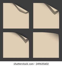 Curled Paper Corner with Dark Background. Stock Vector Illustration