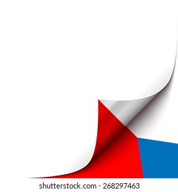 Curled up Paper Corner on Czech Flag Background. Vector Illustration for your Page Design