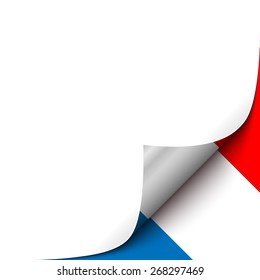 Curled up Paper Corner on French Flag Background. Vector Illustration for your Page Design