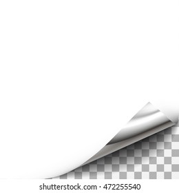 Curled paper corner with transparent background. For page design with curled corner, document design with curled corner, web graphic with curled corner, banner, flyer design with curled corner