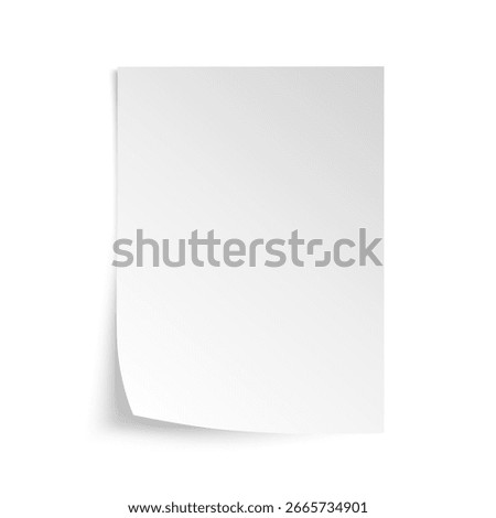 Curled Paper Page Mockup Isolated on White Vector