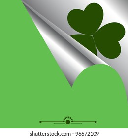 Curled Paper with Shamrock Background