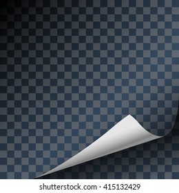 Curled Paper Sheet Corner With Shadow on Transparent Background. Design Element. Illustration Vector
