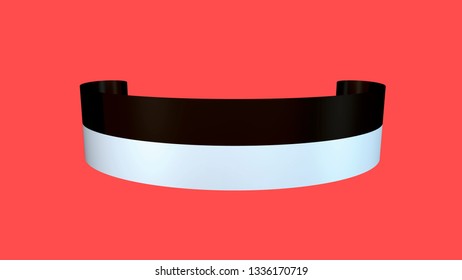 Curled ribbon. 3d Vector illustration. No gradient, no gradient mesh.