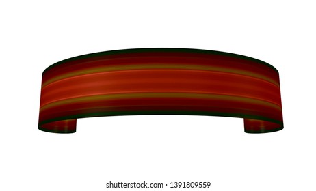 Curled ribbon. 3d Vector illustration. No gradient, no gradient mesh. Isolated on white background. 