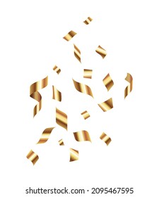 Curled ribbons serpentine realistic composition with isolated images of shiny festive decorations vector illustration