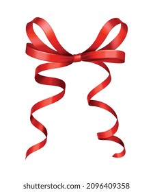 Curled ribbons serpentine realistic composition with isolated image of shiny festive decoration vector illustration