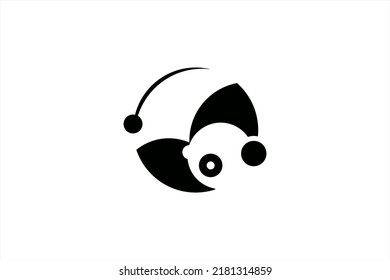 curled up round panda logo and monochrome color scheme