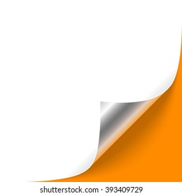 Curled Silver Corner on Orange Background