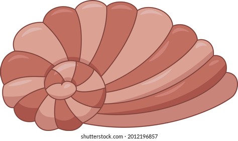 curled spiral cartoon shell in a fold
