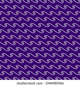 Curled wavy lines seamless vector pattern on purple background