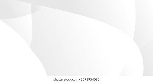 Curled White Paper with Blank Design and Shadow. A background image with soft overlapping curves in shades of white. 