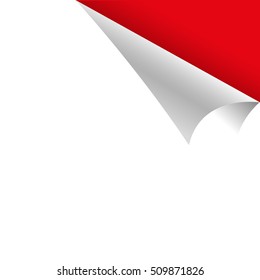 Curled White Paper Corner with Red Background
