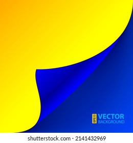 Curled Yellow And Blue Paper Page Corner With Realistic Shadow. Ukraine Flag. RGB EPS 10 Vector Illustration