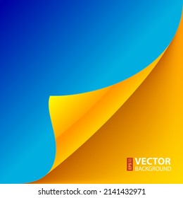 Curled Yellow And Blue Paper Page Corner With Realistic Shadow. Ukraine Flag. RGB EPS 10 Vector Illustration