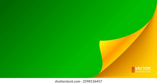 Curled yellow and blue paper page corner with realistic shadow. RGB EPS 10 vector illustration