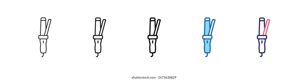 Curler Icon In 5 Different Styles Set Collection.