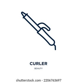 curler icon from beauty collection. Thin linear curler, beauty, hair outline icon isolated on white background. Line vector curler sign, symbol for web and mobile