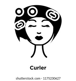 Curler icon vector isolated on white background, logo concept of Curler sign on transparent background, filled black symbol